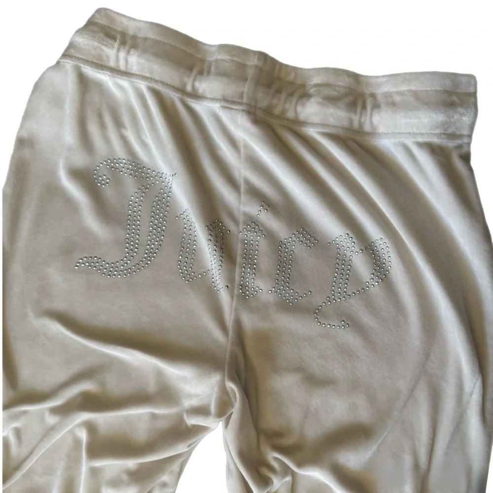 Juicy Couture Cream Rhinestone Y2K Logo Lounge Set Size M ✨ - Picture 9 of 13